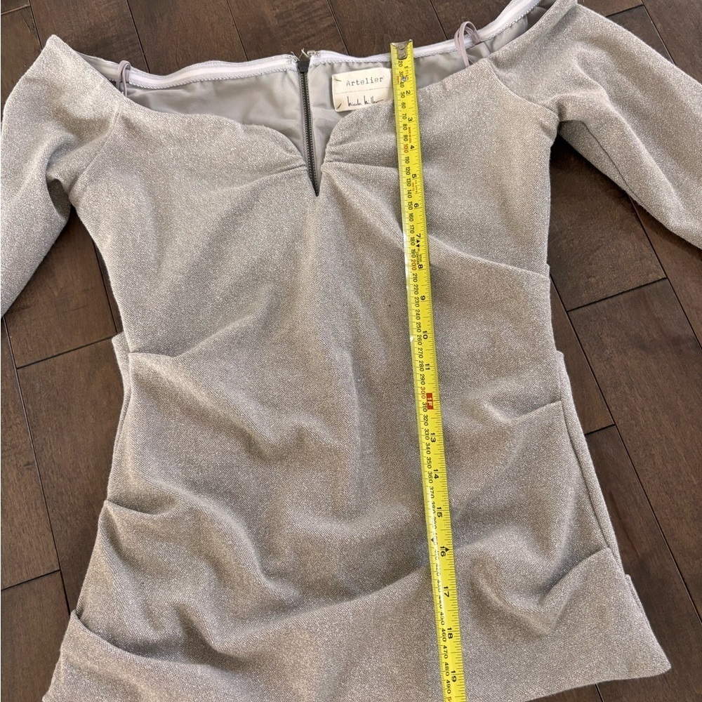 Nicole Miller Atelier Metallic Off-Shoulder Top with Zipper - Picture 8 of 14